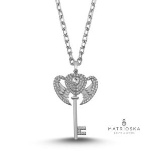 Сребърно колие ключ Key your heart
