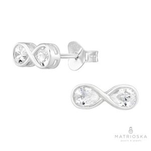 Сребърни обеци с кристали Infinity silver