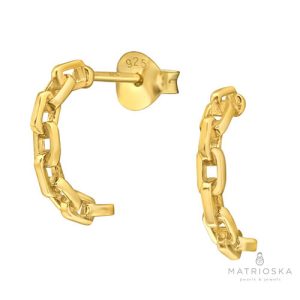 Сребърни обеци халки с верига
