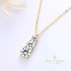 Сребърно колие с мойсанит Goldy